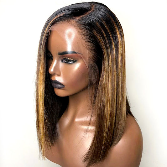 BLONDE HIGHLIGHT LACE FRONTAL BOB WIGS